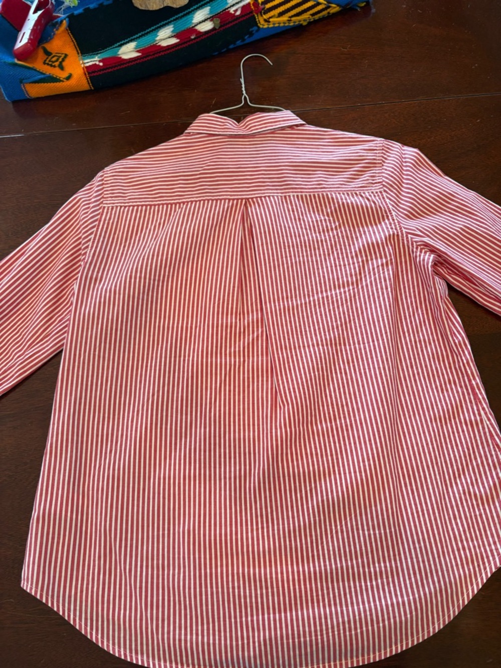 Old Navy Red and White Striped Button-Up Shirt - Picture 3 of 3